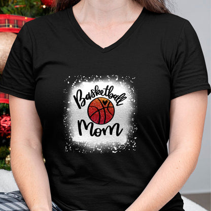 Gift for Mom Shirt, Funny Mom Unisex T-Shirt/Hoodie/Sweatshirt HLT00 - Leopard Bleached Basketball Mom Game Day Gift T-Shirt