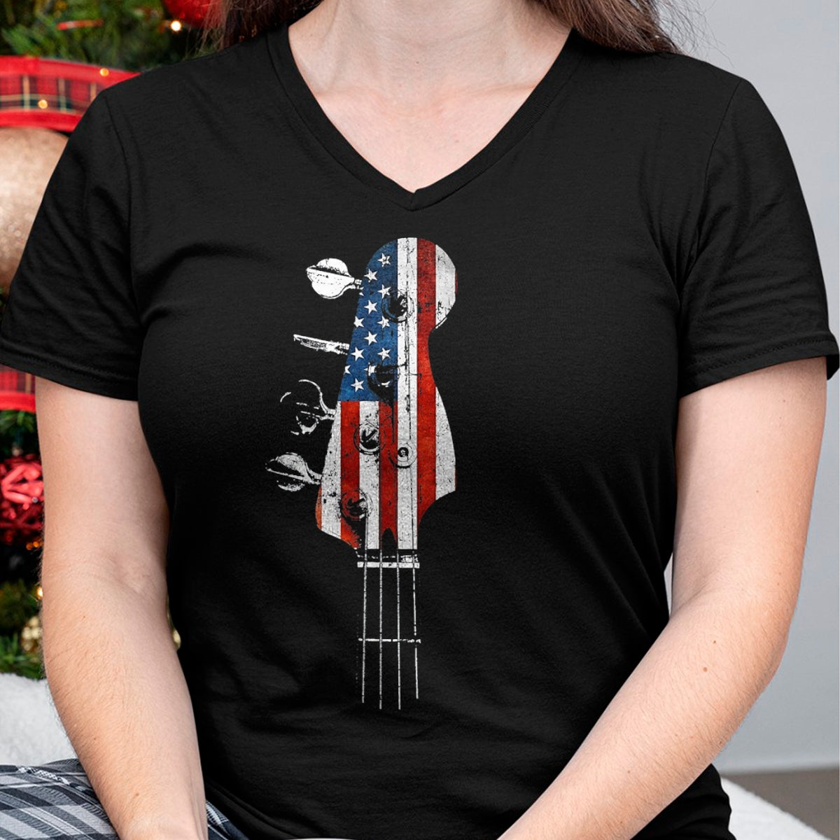 Guitar Lover Shirt, Funny Guitar UnisexT-Shirt/Hoodie/Sweatshirt HLT00 - Bass Guitar Headstock USA Flag for Bassist and Bass Player T-Shirt, Men_s Big and Tall, Black, 2X Ta