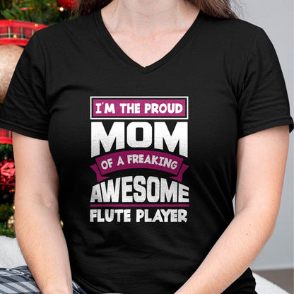 Gift for Mom Shirt, Funny Mom Unisex T-Shirt/Hoodie/Sweatshirt HLT00 - Funny Proud Mom Of Awesome Flute Player Mother Of Flutist T-Shirt