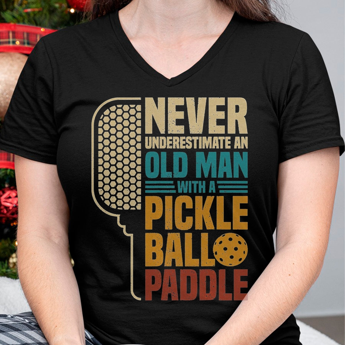 Funny Pickleball Shirt, Pickleball Lover Unisex T-Shirt/Hoodie/Sweatshirt HLT00 - Mens Never Underestimate an Old Man with A Pickleball Paddle T-Shirt, Men, Black, 3X-Large