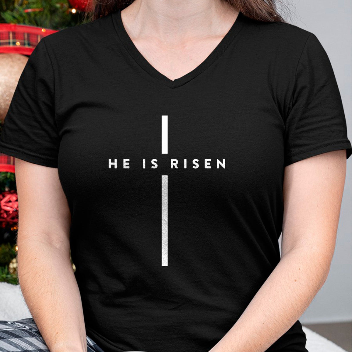 Christian Tee, Christian Faith Unisex T-Shirt/Hoodie/Sweatshirt HLT00 - He Is Risen Cross Jesus Easter Day Christmas Christians T-Shirt (1)