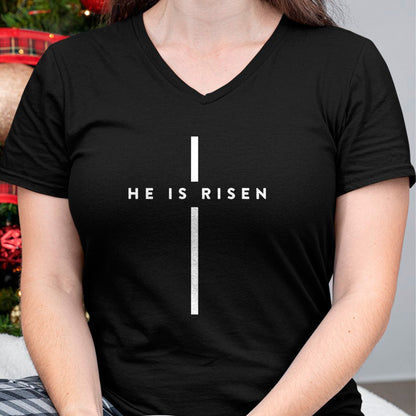 Christian Tee, Christian Faith Unisex T-Shirt/Hoodie/Sweatshirt HLT00 - He Is Risen Cross Jesus Easter Day Christmas Christians T-Shirt (1)