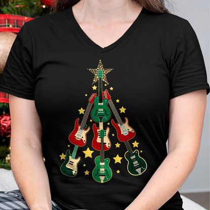 Guitar Lover Shirt, Funny Guitar UnisexT-Shirt/Hoodie/Sweatshirt HLT00 - Cool Guitar Christmas Tree Guitar Lovers Christmas Tree T-Shirt