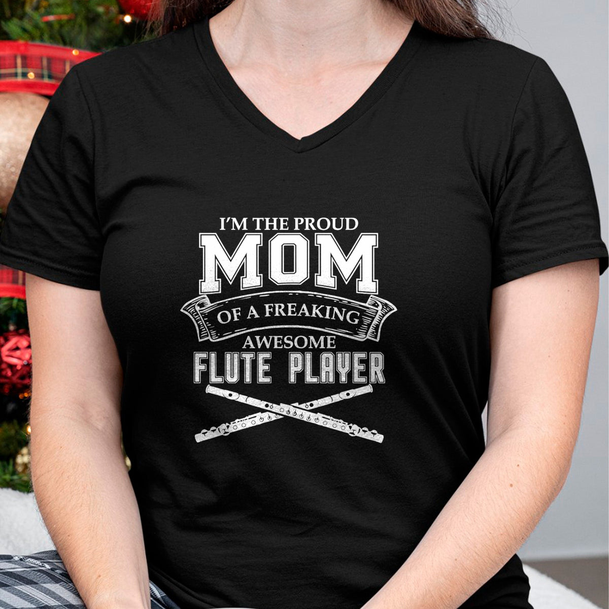 Gift for Mom Shirt, Funny Mom Unisex T-Shirt/Hoodie/Sweatshirt HLT00 - I'M PROUD MOM OF FREAKING AWESOME FLUTE PLAYER Band T-Shirt