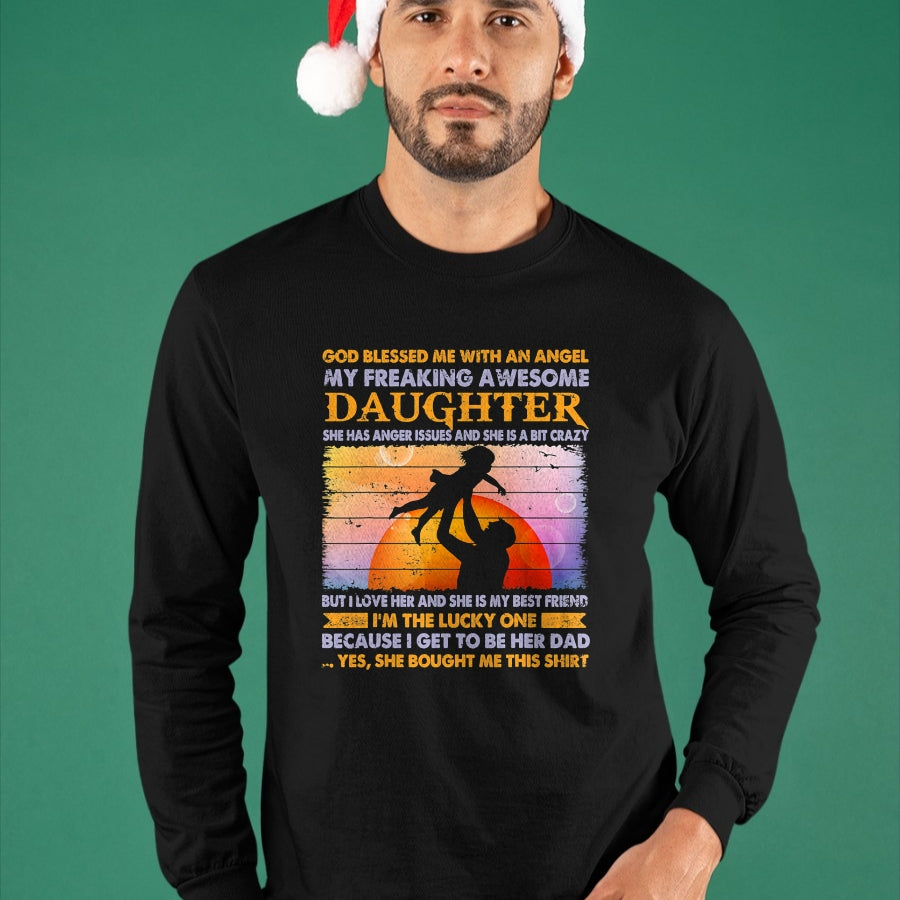 Gift for Dad Shirt, Funny Dad Unisex T-Shirt/Hoodie/Sweatshirt HLT00 – Father_s day from daughter blessed lucky dad T-Shirt