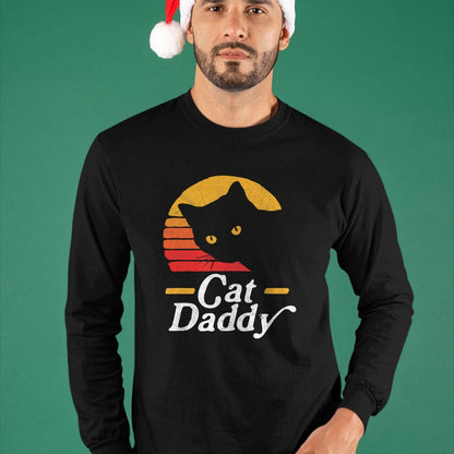 Gift for Dad Shirt, Funny Dad Unisex T-Shirt/Hoodie/Sweatshirt HLT00 – Cat Daddy Vintage Eighties Style Cat Retro Distressed T-Shirt