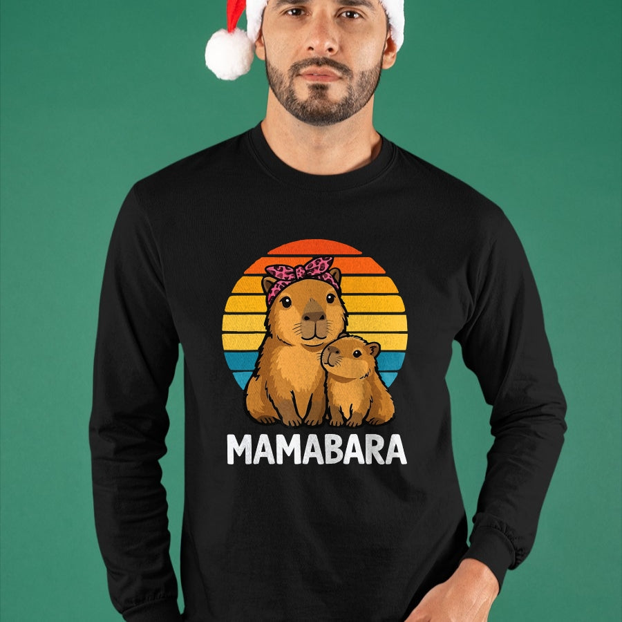 Cute Capybara Shirt, Funny Capybara Unisex T-Shirt/Hoodie/Sweatshirt HLT00 - Mamabara Capybara Mother T-Shirt