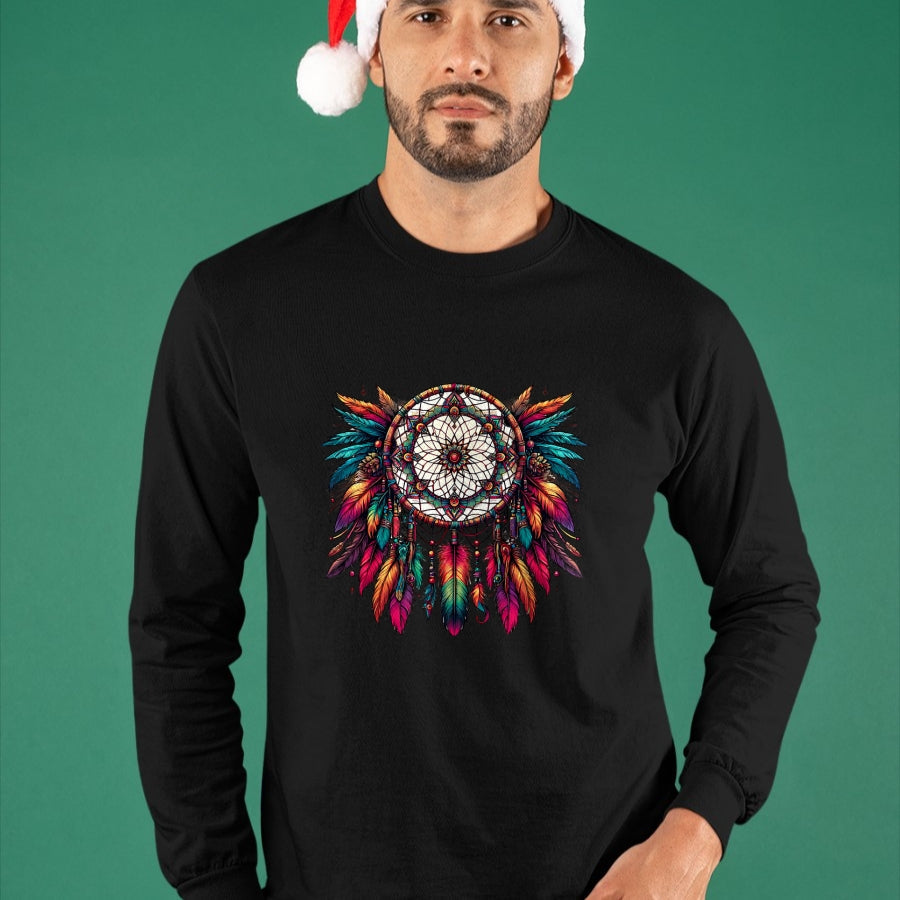 Native American T-Shirts, Vintage Native American Unisex T-Shirt/Hoodie/Sweatshirt HLT00 - Colorful Dreamcatcher Feather Tee Art Native American Indian