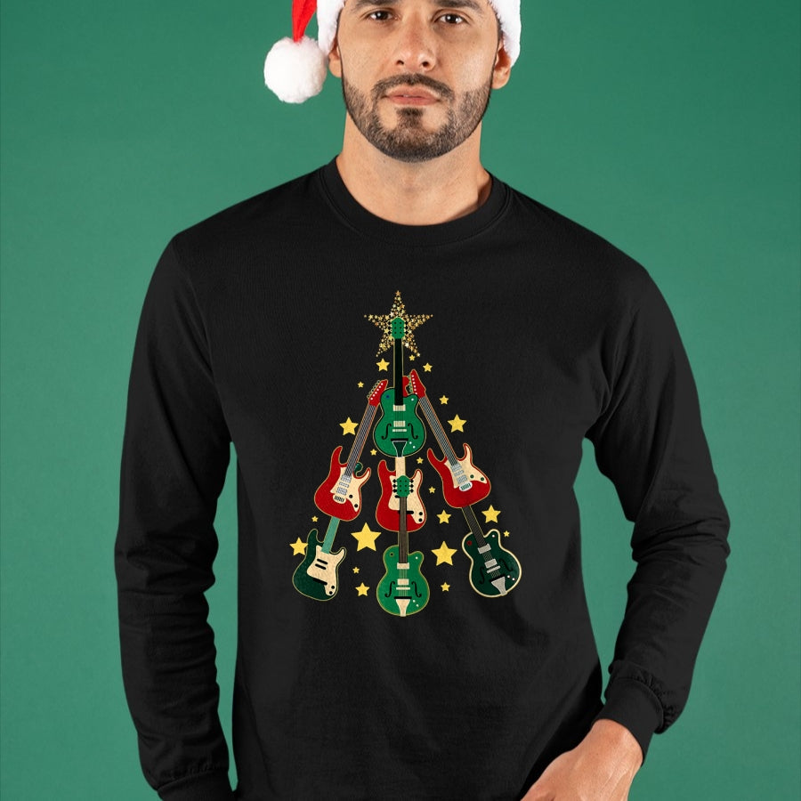 Guitar Lover Shirt, Funny Guitar UnisexT-Shirt/Hoodie/Sweatshirt HLT00 - Cool Guitar Christmas Tree Guitar Lovers Christmas Tree T-Shirt