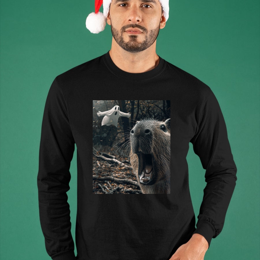 Cute Capybara Shirt, Funny Capybara Unisex T-Shirt/Hoodie/Sweatshirt HLT00 - Funny Graphic Capybara Long Sleeve T-Shirt (7)