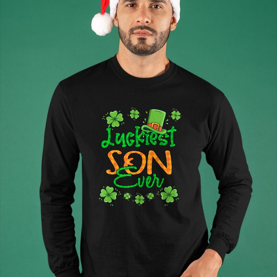 Patrick Day Shirts for Family, Funny Patrick Day shirts, st patrick's day Unisex T-Shirt/Hoodie/Sweatshirt HLT00 - Boy St Patrick Day Luckiest Son Ever St Patricks Day T-Shirt