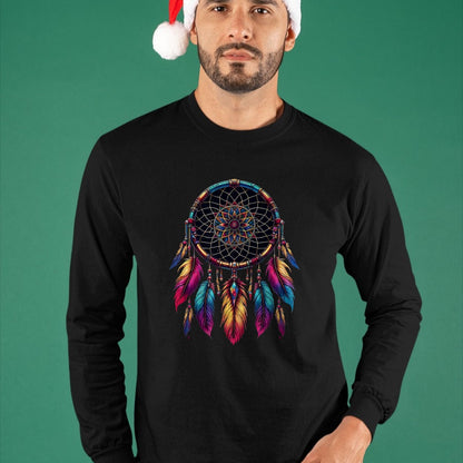 Native American T-Shirts, Vintage Native American Unisex T-Shirt/Hoodie/Sweatshirt HLT00 - Colorful Dreamcatcher Feather Native American Indian Art