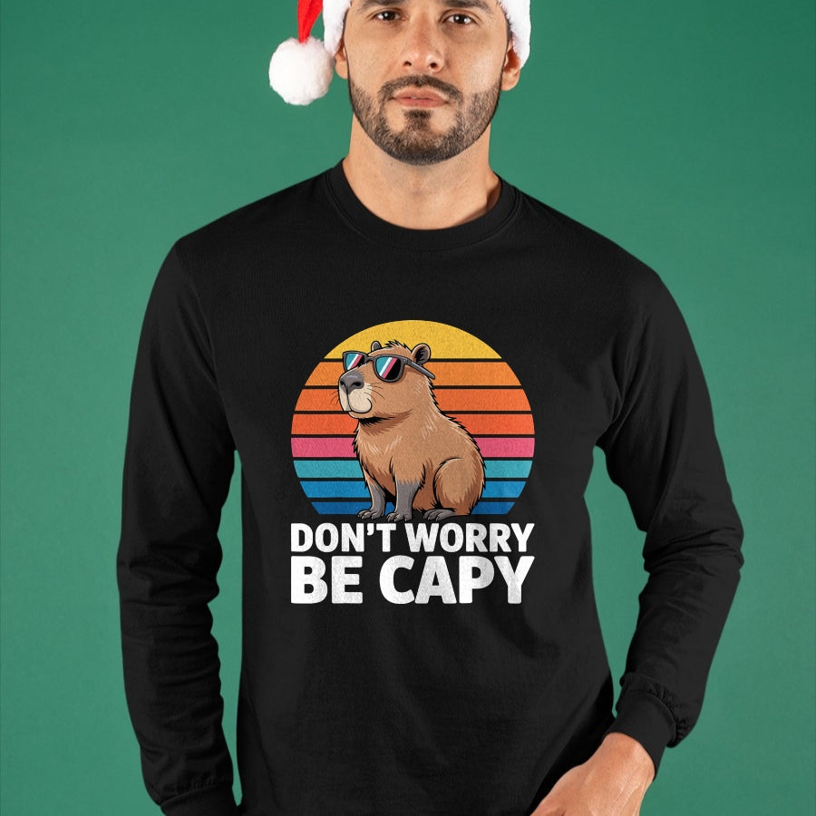 Cute Capybara Shirt, Funny Capybara Unisex T-Shirt/Hoodie/Sweatshirt HLT00 - Funny Don_t Worry Be Capy Capybara Men Boys Kids Youth Women T-Shirt