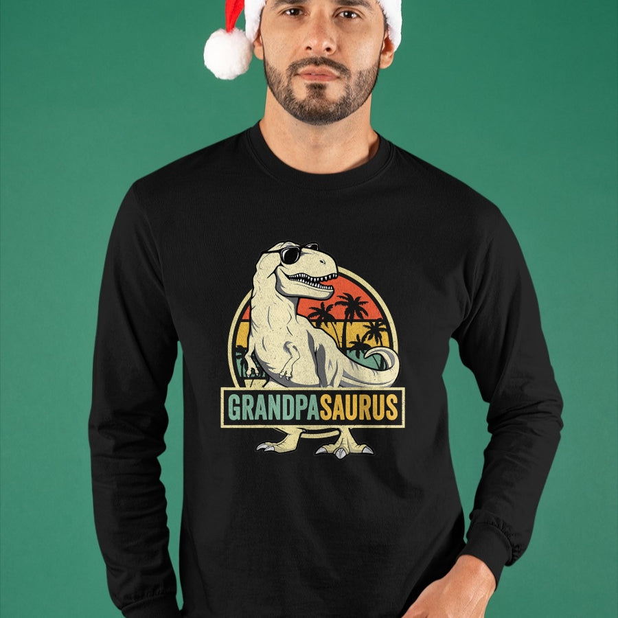 Best Grandpa Shirt, Proud Grandpa Unisex T-Shirt/Hoodie/Sweatshirt HLT00 - Grandpasaurus T Rex Dinosaur Grandpa Saurus Family Matching T-Shirt (1)