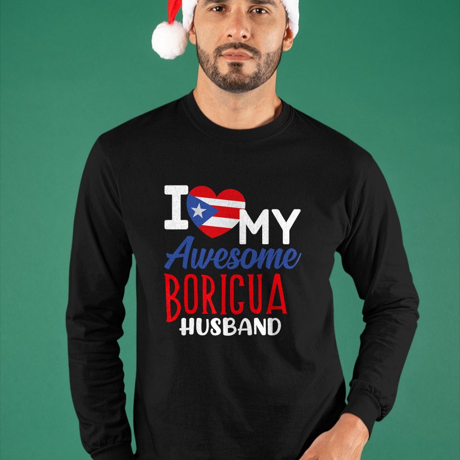 Best Wife Shirt, Wife and Husband Unisex T-Shirt/Hoodie/Sweatshirt HLT00 - Boriqua Puerto Rican Wife I Love My Awesome Boricua Husband T-Shirt