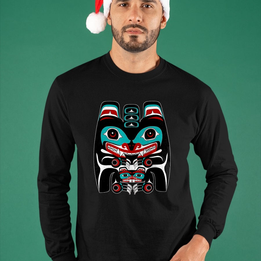 Native American T-Shirts, Vintage Native American Unisex T-Shirt/Hoodie/Sweatshirt HLT00 - Indigenous Alaska Native American Art Style Bear & Beaver