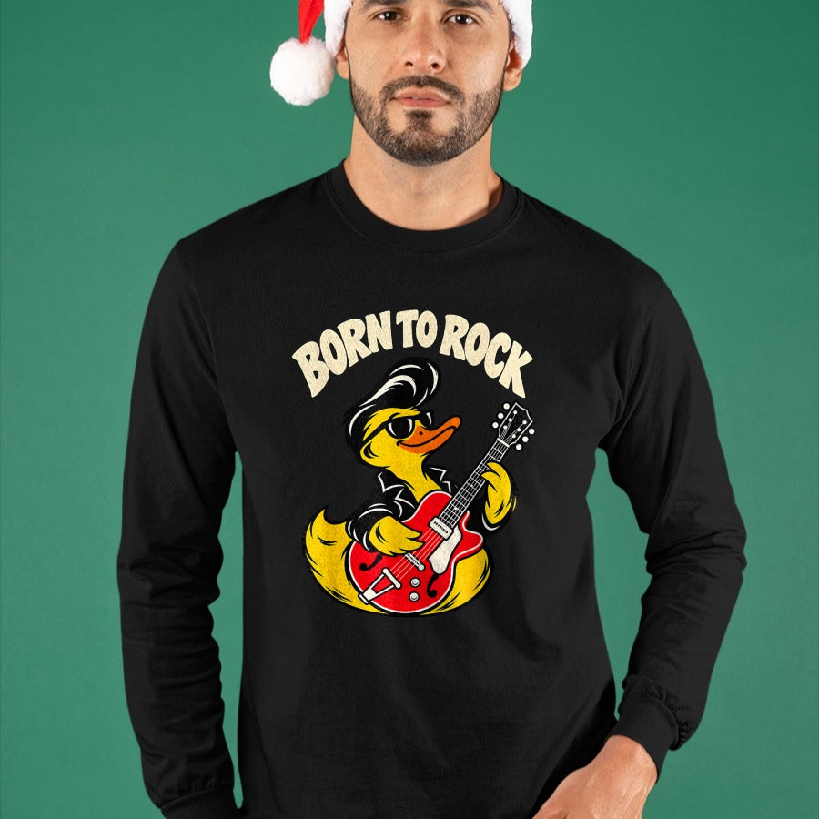Guitar Lover Shirt, Funny Guitar UnisexT-Shirt/Hoodie/Sweatshirt HLT00 - Born Rock to 50s Rubber Ducky Playing Guitar Toddler Boys T-Shirt