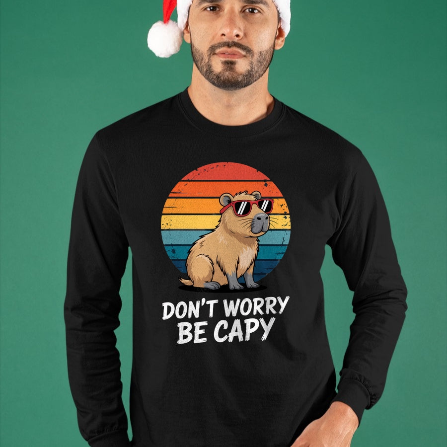 Cute Capybara Shirt, Funny Capybara Unisex T-Shirt/Hoodie/Sweatshirt HLT00 - Don_t Worry Be Capy Relaxed Capybara Lovers Summer Vibes T-Shirt