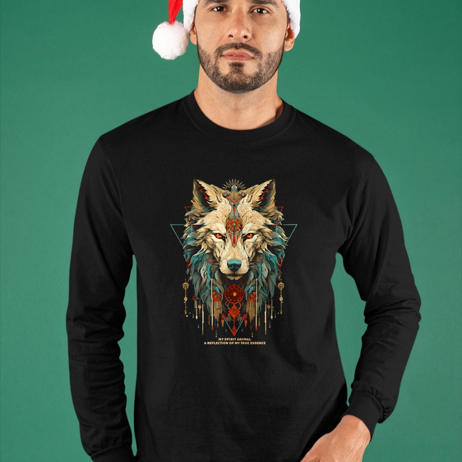 Native American T-Shirts, Vintage Native American Unisex T-Shirt/Hoodie/Sweatshirt HLT00 - Wolf Spirit Animal Sacred Shaman Native American Clan (1)
