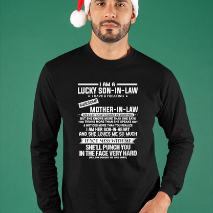 Gift for Mom Shirt, Funny Mom Unisex T-Shirt/Hoodie/Sweatshirt HLT00 - Lucky son-in-law i have a freaking awesome mother-in-law T-Shirt