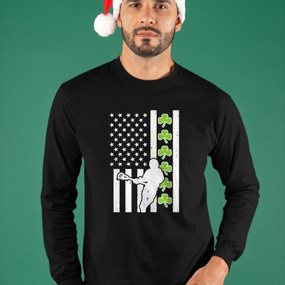 Patrick Day Shirts for Family, Funny Patrick Day shirts, st patrick's day Unisex T-Shirt/Hoodie/Sweatshirt HLT00 - US Flag Shamrock Lacrosse Vintage Lax St Patrick Day Patriot T-Shirt