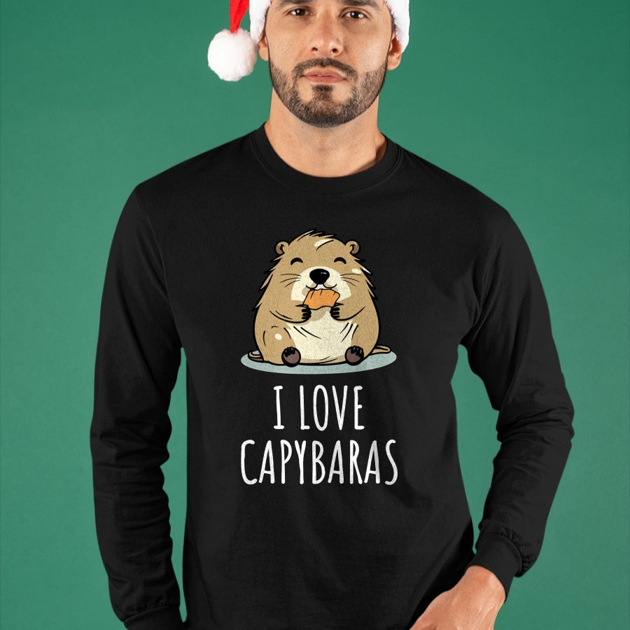 Cute Capybara Shirt, Funny Capybara Unisex T-Shirt/Hoodie/Sweatshirt HLT00 - I Love Capybaras Long Sleeve T-Shirt