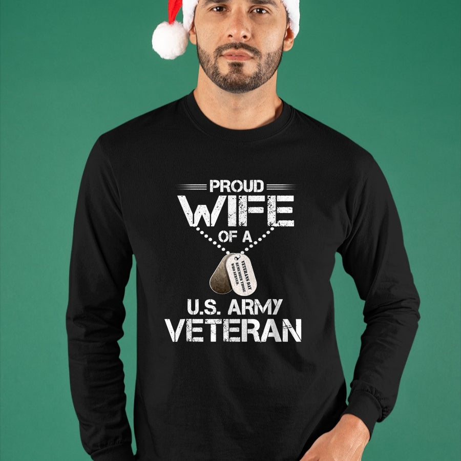 Best Wife Shirt, Wife and Husband Unisex T-Shirt/Hoodie/Sweatshirt HLT00 - Gift for wife T shirt, lucky wife   Proud Wife Of A U.S. Army Veteran, Veterans Day Gift