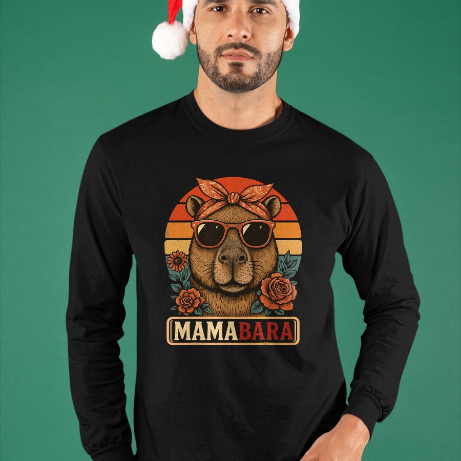 Cute Capybara Shirt, Funny Capybara Unisex T-Shirt/Hoodie/Sweatshirt HLT00 - Mamabara Capybara Mother T-Shirt (1)