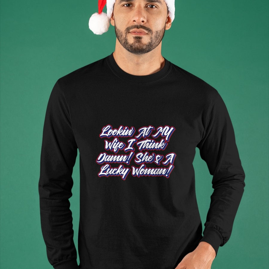 Best Wife Shirt, Wife and Husband Unisex T-Shirt/Hoodie/Sweatshirt HLT00 - Gift for wife T shirt, lucky wife   Funny Teaser Shirts - My Wife Is A Lucky Woman T-Shirt