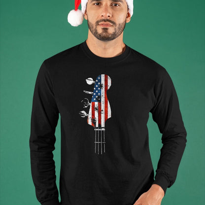 Guitar Lover Shirt, Funny Guitar UnisexT-Shirt/Hoodie/Sweatshirt HLT00 - Bass Guitar Headstock USA Flag for Bassist and Bass Player T-Shirt, Men_s Big and Tall, Black, 2X Ta