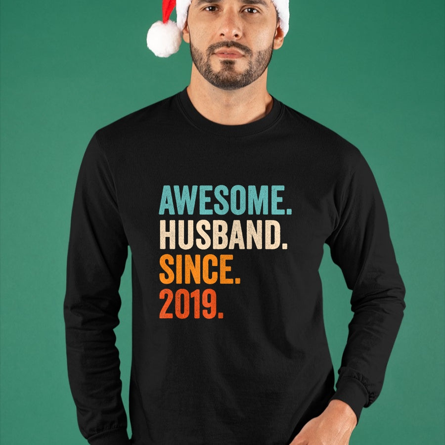 Best Wife Shirt, Wife and Husband Unisex T-Shirt/Hoodie/Sweatshirt HLT00 - Awesome Husband Since 2019 5th wedding anniversary 5 years T-Shirt