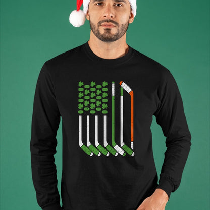 Patrick Day Shirts for Family, Funny Patrick Day shirts, st patrick's day Unisex T-Shirt/Hoodie/Sweatshirt HLT00 - Vintage St Patrick Day Ice Hockey American Flag Saint Pattys T-Shirt
