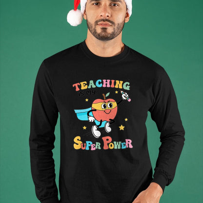 Best Teacher Shirt, Funny Teacher UnisexT-Shirt/Hoodie/Sweatshirt HLT00 - Retro Teaching is My Superpower Apple Teacher Appreciation T-Shirt
