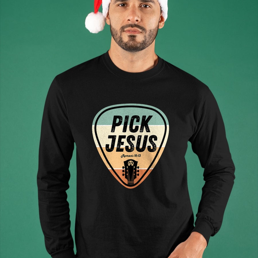 Guitar Lover Shirt, Funny Guitar UnisexT-Shirt/Hoodie/Sweatshirt HLT00 - Pick Jesus Shirt Funny Christian Music Guitar Pick Men Women T-Shirt