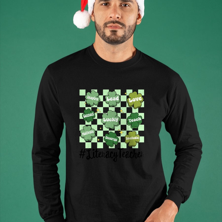 Patrick Day Shirts for Family, Funny Patrick Day shirts, st patrick's day Unisex T-Shirt/Hoodie/Sweatshirt HLT00 - Vintage One Lucky Literacy Teacher St Patrick Day School T-Shirt