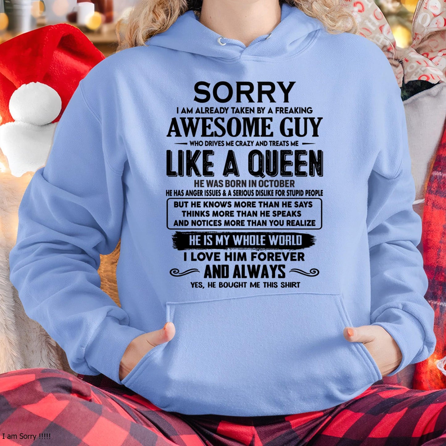 October - Sorry I am already taken by a freaking awesome guy - Gift for Wife From Husband - HNDS10 (SKU-SRG-10)