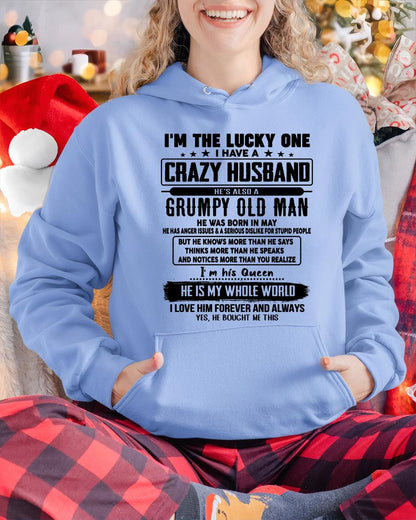 May - I am Lucky One I Have A Crazy Husband - Gift for Wife From Husband - HNDS05 (SKUT-LUCKYONE-05)