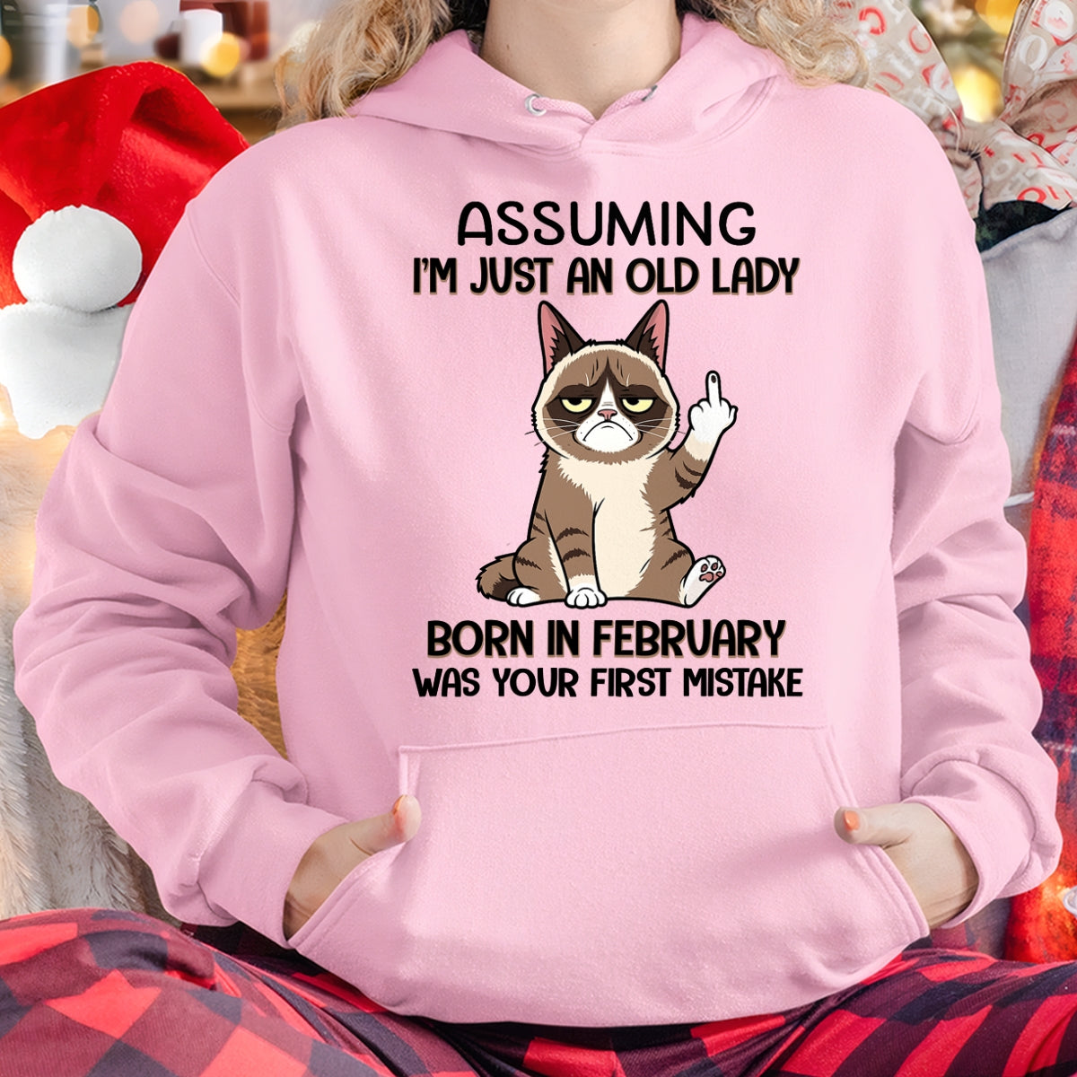 ASSUMING I'M JUST AN OLD LADY BORN IN FEBRUARY FUNNY HUMOR BIRTHDAY MONTH T-SHIRT/HOODIE/SWEATSHIRT FOR WOMAN  - HNDS02