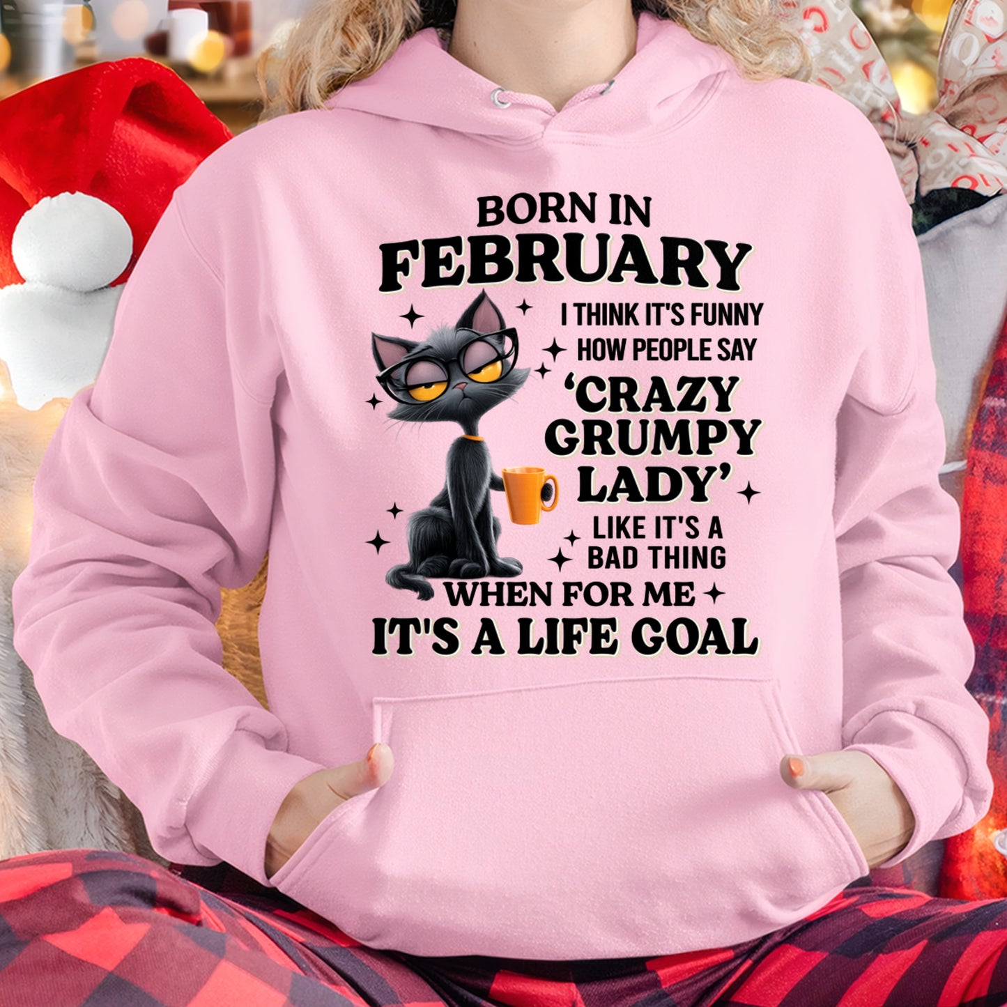 BORN IN FEBRUARY, IT'S FUNNY HOW PEOPLE SAY CRAZY GRUMPY LADY FUNNY HUMOR BIRTHDAY MONTH T-SHIRT/HOODIE/SWEATSHIRT FOR WOMAN  - HNDS02