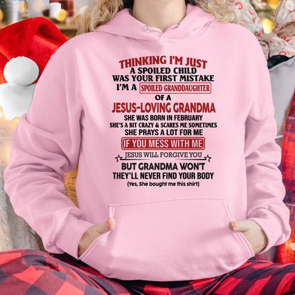 Christian Girl Shirt – Spoiled by Grandma February Edition – From Grandma to Granddaughter MTNN02 (SKU07-181-02)