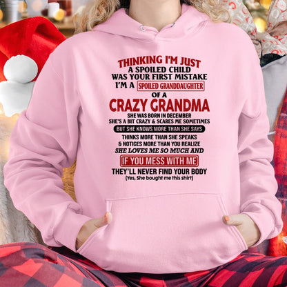 DECEMBER - I'M A SPOILED GRANDDAUGHTER OF A CRAZY GRANDMA - From Grandma - MTNN12 (SKU-GMD1-NTT12)