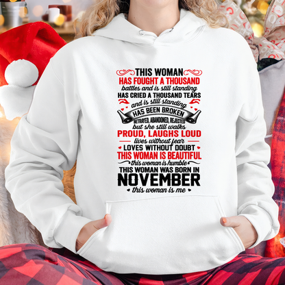 NOVEMBER WOMEN – BEAUTIFUL, STRONG & UNBREAKABLE – T-SHIRT FOR WOMEN – MTNN11 (SKU2609-253-11)