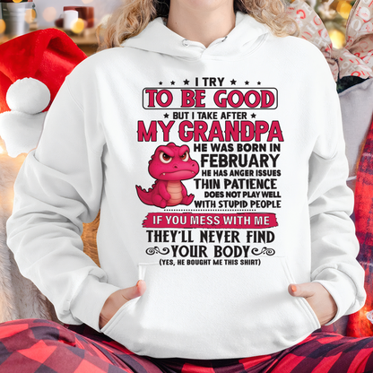 FEBRUARY – FUNNY DINOSAUR ANGER ISSUES - T-SHIRT FROM GRANDPA - MTNN02 (SKU2604-304-02)