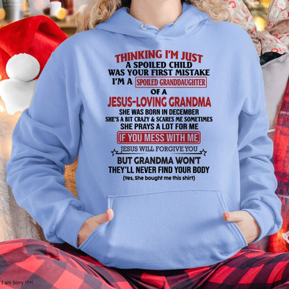 Christian Girl Shirt – Spoiled by Grandma December Edition – From Grandma to Granddaughter MTNN12 (SKU07-181-12)