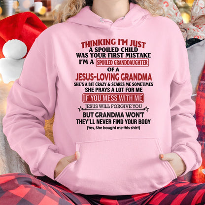 Christian Girl Shirt – Spoiled by Grandma – From Grandma to Granddaughter MTNN00 (SKU07-181-00)