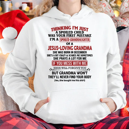 Christian Girl Shirt – Spoiled by Grandma December Edition – From Grandma to Granddaughter MTNN12 (SKU07-181-12)