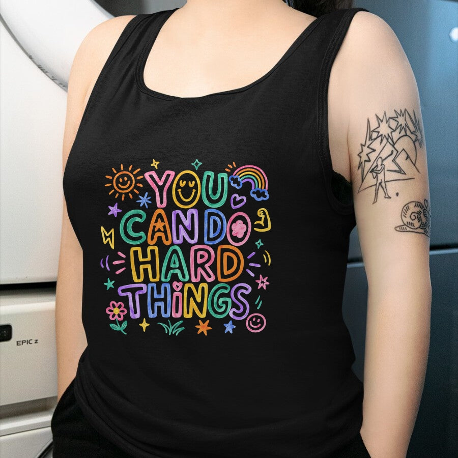 Best Teacher Shirt, Funny Teacher UnisexT-Shirt/Hoodie/Sweatshirt HLT00 - You Can Do Hard Things Doodle Teacher Motivational T-Shirt