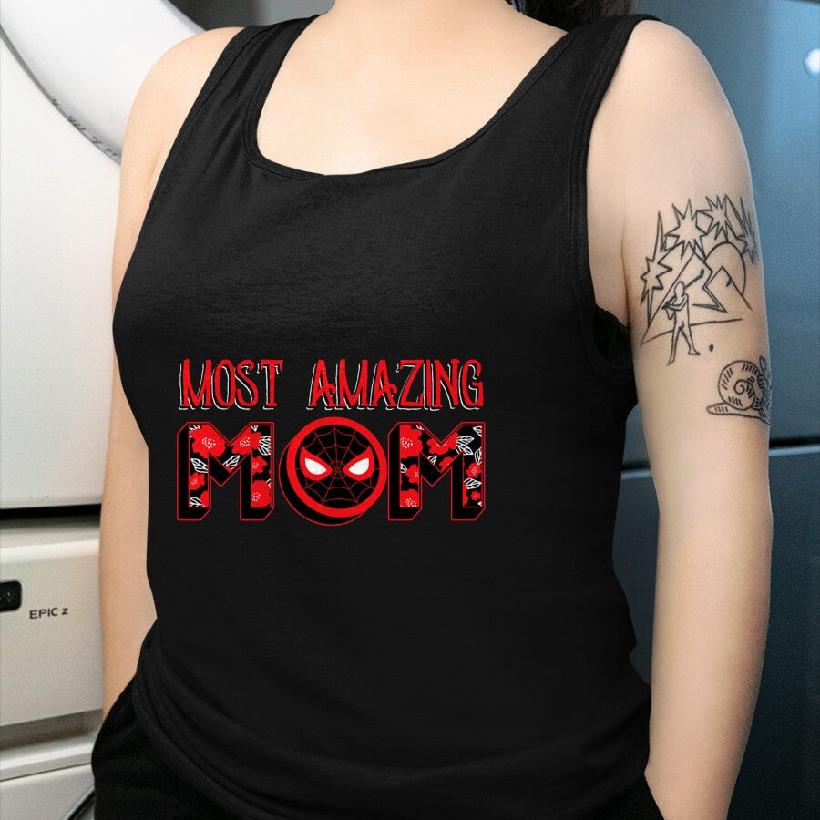Gift for Mom Shirt, Funny Mom Unisex T-Shirt/Hoodie/Sweatshirt HLT00 - Marvel Mothers Day Spider-Man Most Amazing Mom Chest Logo T-Shirt