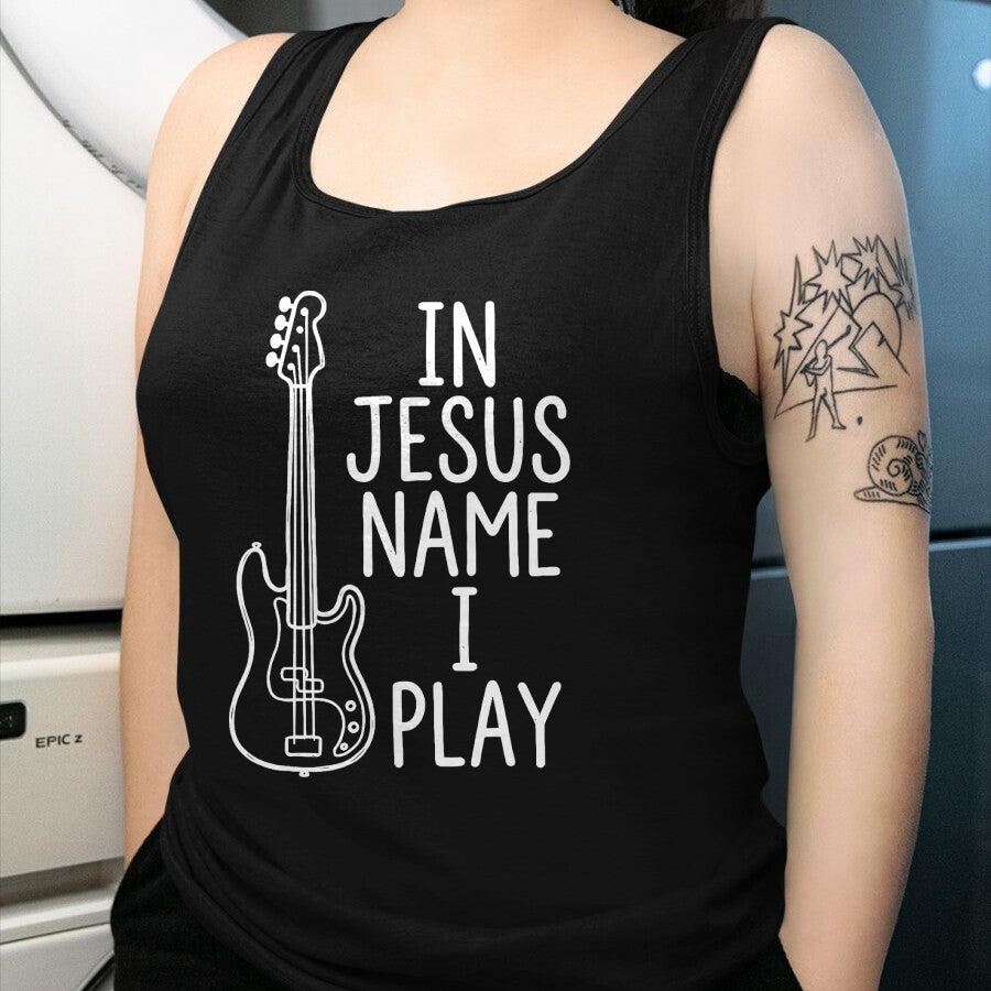 Guitar Lover Shirt, Funny Guitar UnisexT-Shirt/Hoodie/Sweatshirt HLT00 - in Jesus Name I Play Bass Guitars Player Bassist Guitarist T-Shirt