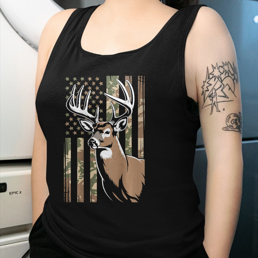 Funny Hunting Shirt, Gift For Hunting Lover Unisex T-Shirt/Hoodie/Sweatshirt HLT00 - Men Boy Camo Deer Hunting American Flag Whitetail Buck Youth T-Shirt